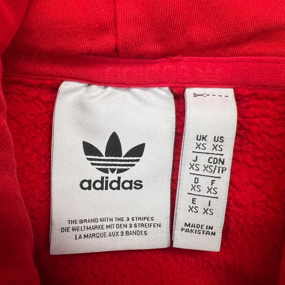 Adidas Originals Hoodie Mens XS Red Trefoil Logo Fleece Sweatshirt Streetwear‎